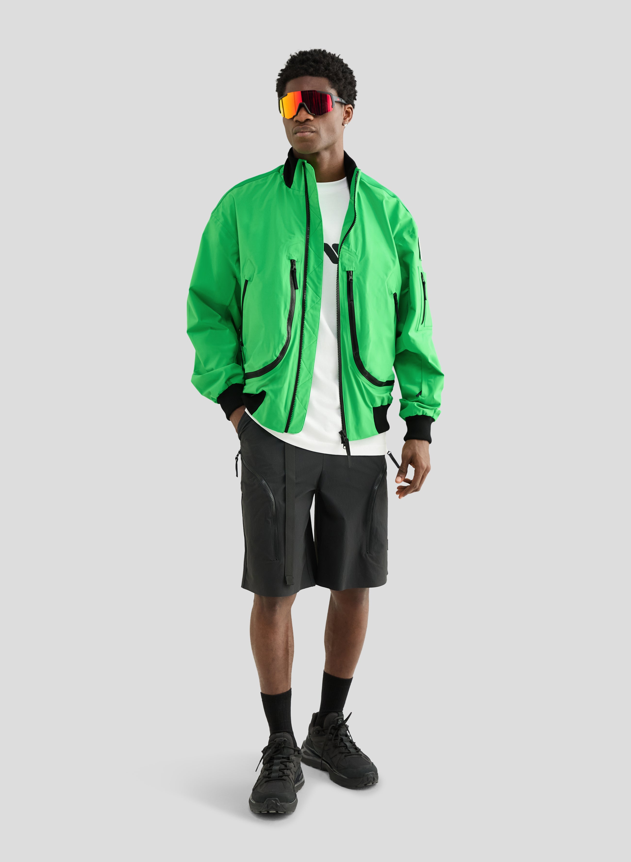 Echo - 3L Lined Performance Bomber Jacket - Neon Green - Men