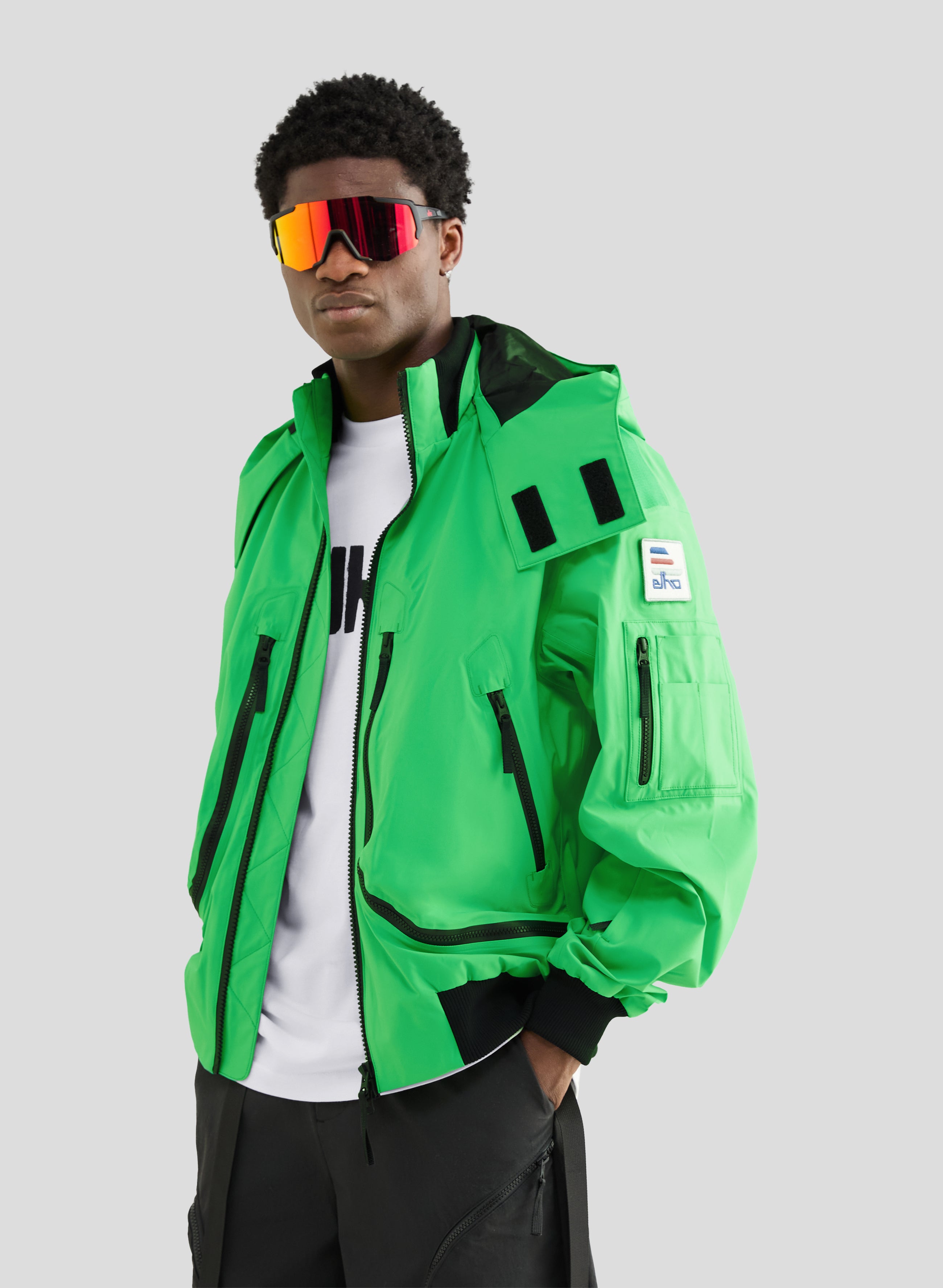 Echo - 3L Lined Performance Bomber Jacket - Neon Green - Men